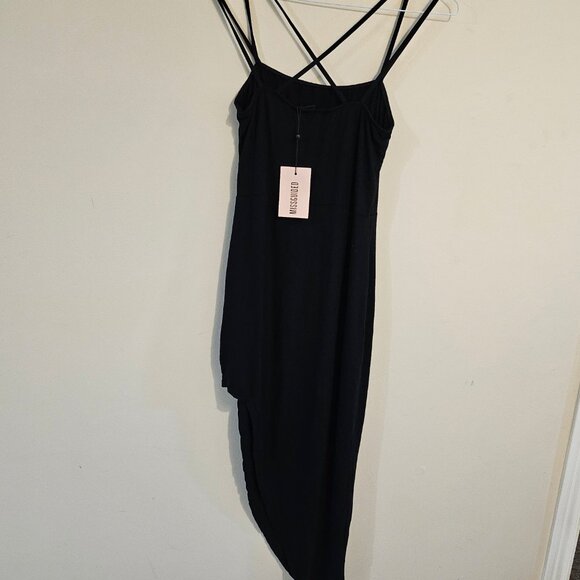 Missguided Asymmetrical Hem Double Strap Dress - Size 8 - Picture 2 of 11